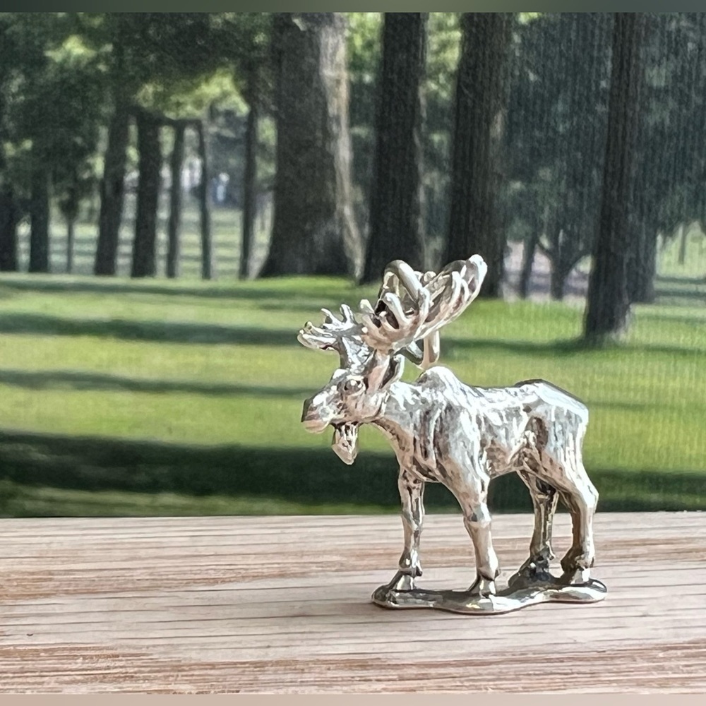 Moose Figurine Charm Pendant – Vintage Sterling Silver NOS